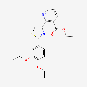 molecular formula C21H22N2O4S B13657535 Ethyl 2-(2-(3,4-diethoxyphenyl)thiazol-4-yl)nicotinate 