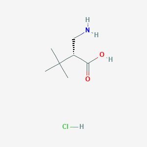 molecular formula C7H16ClNO2 B13657686 (R)-2-(Aminomethyl)-3,3-dimethylbutanoic acid hydrochloride 