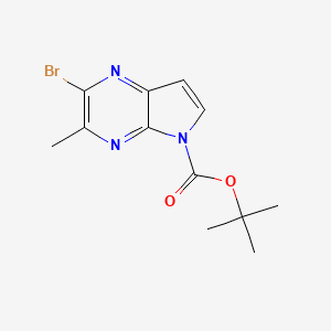 molecular formula C12H14BrN3O2 B13657811 tert-Butyl 2-bromo-3-methyl-5H-pyrrolo[2,3-b]pyrazine-5-carboxylate 