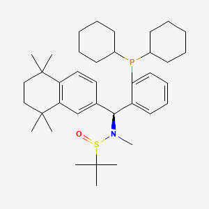 molecular formula C38H58NOPS B13657999 (R)-N-((S)-(2-(Dicyclohexylphosphanyl)phenyl)(5,5,8,8-tetramethyl-5,6,7,8-tetrahydronaphthalen-2-yl)methyl)-N,2-dimethylpropane-2-sulfinamide 