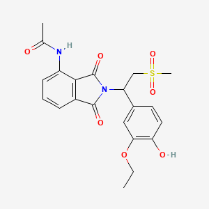 molecular formula C21H22N2O7S B13658236 N-(2-(1-(3-Ethoxy-4-hydroxyphenyl)-2-(methylsulfonyl)ethyl)-1,3-dioxoisoindolin-4-yl)acetamide 