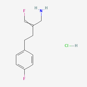 molecular formula C11H14ClF2N B13658350 2-(Fluoromethylidene)-4-(4-fluorophenyl)butan-1-amine;hydrochloride 