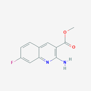 molecular formula C11H9FN2O2 B13658390 Methyl 2-amino-7-fluoroquinoline-3-carboxylate 
