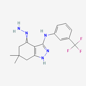 4-hydrazinylidene-6,6-dimethyl-N-[3-(trifluoromethyl)phenyl]-5,7-dihydro-1H-indazol-3-amine