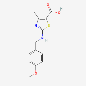 molecular formula C13H14N2O3S B1365874 2-[(4-Methoxybenzyl)amino]-4-methyl-1,3-thiazole-5-carboxylic acid CAS No. 927993-42-8