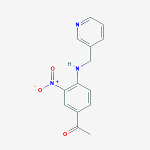 molecular formula C14H13N3O3 B1365882 1-{3-Nitro-4-[(pyridin-3-ylmethyl)amino]phenyl}ethanone CAS No. 1293929-81-3