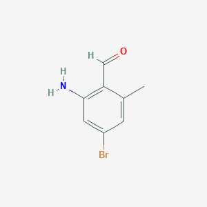molecular formula C8H8BrNO B13658917 2-Amino-4-bromo-6-methylbenzaldehyde 