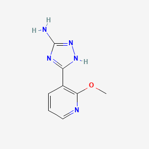 molecular formula C8H9N5O B13659510 5-Amino-3-(2-methoxy-3-pyridyl)-1H-1,2,4-triazole 