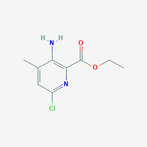 molecular formula C9H11ClN2O2 B13659626 Ethyl 3-amino-6-chloro-4-methylpicolinate 