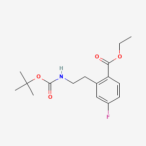 molecular formula C16H22FNO4 B13659811 Ethyl 2-[2-(Boc-amino)ethyl]-4-fluorobenzoate 