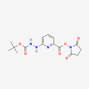 molecular formula C15H18N4O6 B13660017 2,5-Dioxopyrrolidin-1-yl 6-(2-(tert-butoxycarbonyl)hydrazinyl)picolinate 