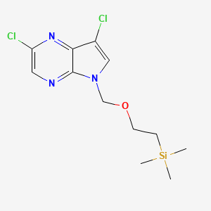 molecular formula C12H17Cl2N3OSi B13660042 2,7-Dichloro-5-((2-(trimethylsilyl)ethoxy)methyl)-5H-pyrrolo[2,3-b]pyrazine 