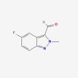 molecular formula C9H7FN2O B13660047 5-Fluoro-2-methyl-2H-indazole-3-carbaldehyde 