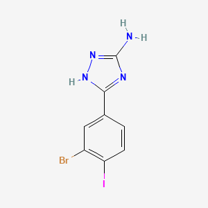 molecular formula C8H6BrIN4 B13660082 5-Amino-3-(3-bromo-4-iodophenyl)-1H-1,2,4-triazole 