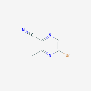 molecular formula C6H4BrN3 B13660262 5-Bromo-3-methylpyrazine-2-carbonitrile 