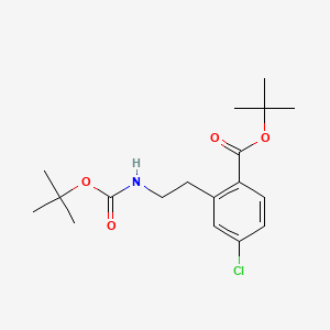 molecular formula C18H26ClNO4 B13660356 tert-Butyl 2-[2-(Boc-amino)ethyl]-4-chlorobenzoate 