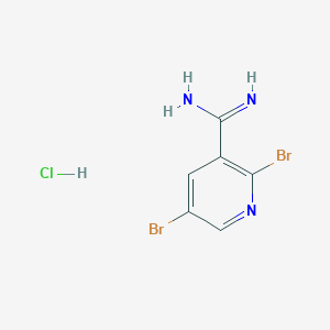 molecular formula C6H6Br2ClN3 B13660378 2,5-Dibromonicotinimidamide hydrochloride 