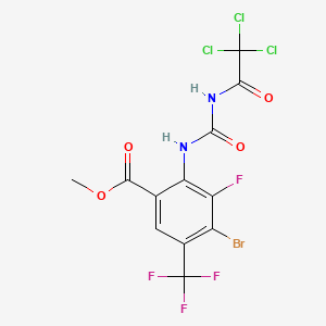 molecular formula C12H6BrCl3F4N2O4 B13660527 Methyl 4-Bromo-3-fluoro-2-[3-(2,2,2-trichloroacetyl)ureido]-5-(trifluoromethyl)benzoate 