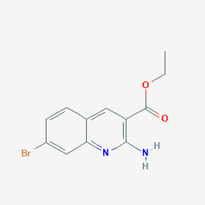 molecular formula C12H11BrN2O2 B13660529 Ethyl 2-amino-7-bromoquinoline-3-carboxylate 