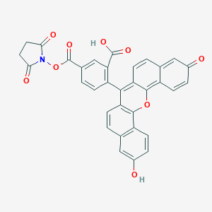 molecular formula C33H19NO9 B136607 5-(2,5-Dioxopyrrolidin-1-yl)oxycarbonyl-2-(7-hydroxy-19-oxo-2-oxapentacyclo[12.8.0.03,12.04,9.017,22]docosa-1(22),3(12),4(9),5,7,10,13,15,17,20-decaen-13-yl)benzoic acid CAS No. 150347-58-3