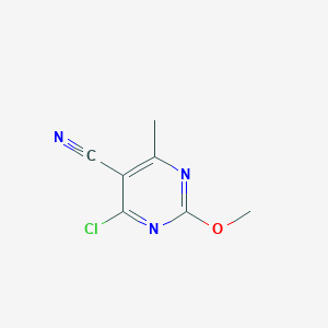 molecular formula C7H6ClN3O B13660711 4-Chloro-2-methoxy-6-methylpyrimidine-5-carbonitrile 