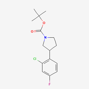 molecular formula C15H19ClFNO2 B13660915 1-Boc-3-(2-chloro-4-fluorophenyl)pyrrolidine 