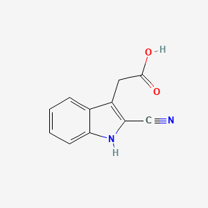 molecular formula C11H8N2O2 B13660960 2-(2-Cyano-1H-indol-3-yl)acetic acid 