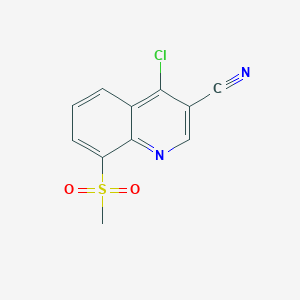 molecular formula C11H7ClN2O2S B13661211 4-Chloro-8-(methylsulfonyl)quinoline-3-carbonitrile 