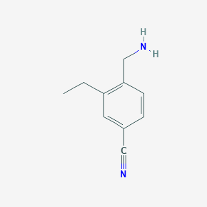 molecular formula C10H12N2 B13661224 4-(Aminomethyl)-3-ethylbenzonitrile 