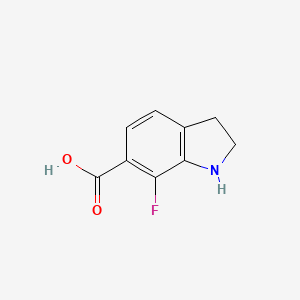 molecular formula C9H8FNO2 B13661232 7-Fluoroindoline-6-carboxylic acid 