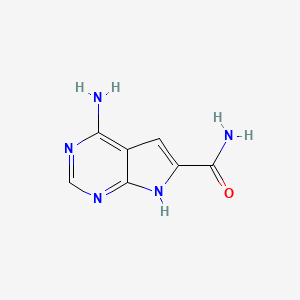 molecular formula C7H7N5O B13661274 4-Amino-7H-pyrrolo[2,3-d]pyrimidine-6-carboxamide 