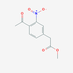 molecular formula C11H11NO5 B13661296 Methyl 2-(4-acetyl-3-nitrophenyl)acetate 