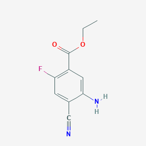 molecular formula C10H9FN2O2 B13661330 Ethyl 5-amino-4-cyano-2-fluorobenzoate 