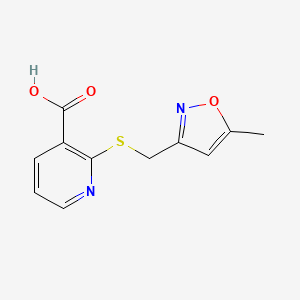 molecular formula C11H10N2O3S B1366148 2-{[(5-Methylisoxazol-3-yl)methyl]thio}nicotinic acid CAS No. 855991-78-5
