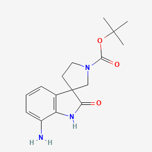 molecular formula C16H21N3O3 B13661562 tert-Butyl 7-amino-2-oxospiro[indoline-3,3'-pyrrolidine]-1'-carboxylate 