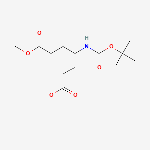 molecular formula C14H25NO6 B13661572 Dimethyl 4-(boc-amino)heptanedioate 