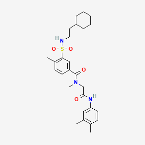 molecular formula C27H37N3O4S B13661634 3-(N-(2-Cyclohexylethyl)sulfamoyl)-N-(2-((3,4-dimethylphenyl)amino)-2-oxoethyl)-N,4-dimethylbenzamide 