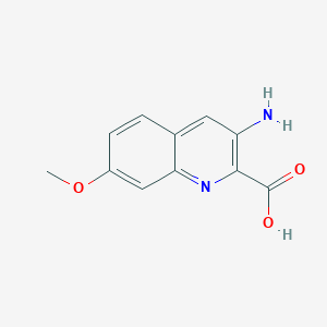 molecular formula C11H10N2O3 B13661708 3-Amino-7-methoxyquinoline-2-carboxylic acid 
