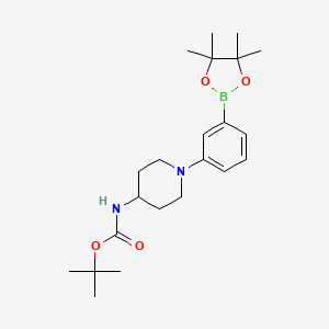 molecular formula C22H35BN2O4 B13661764 3-(4-N-Boc-aminopiperidin-1-YL)phenylboronic acid pinacol ester 