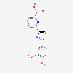 molecular formula C17H14N2O4S B13661782 6-(2-(3,4-Dimethoxyphenyl)thiazol-4-yl)picolinic acid 