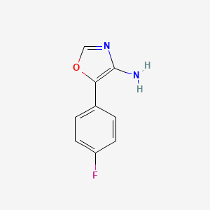 molecular formula C9H7FN2O B13661793 5-(4-Fluorophenyl)oxazol-4-amine 