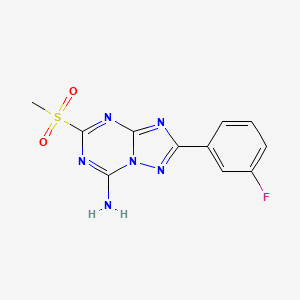 molecular formula C11H9FN6O2S B13661799 2-(3-Fluoro-phenyl)-5-methanesulfonyl-[1,2,4]triazolo[1,5-a][1,3,5]triazin-7-ylamine 