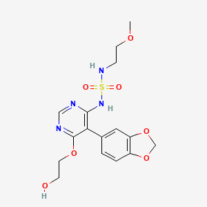 molecular formula C16H20N4O7S B13661909 1-[5-(Benzo[d][1,3]dioxol-5-yl)-6-[(2-hydroxyethyl)oxy]-4-pyrimidinyl]-N-(2-methoxyethyl)azanesulfonamide 