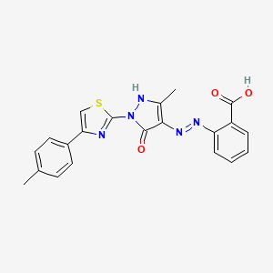 molecular formula C21H17N5O3S B1366199 2-(2-{3-methyl-1-[4-(4-methylphenyl)-1,3-thiazol-2-yl]-5-oxo-1,5-dihydro-4H-pyrazol-4-ylidene}hydrazino)benzoic acid 