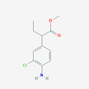 molecular formula C11H14ClNO2 B13661995 Methyl 2-(4-amino-3-chlorophenyl)butanoate 
