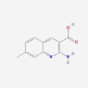 molecular formula C11H10N2O2 B13662035 2-Amino-7-methylquinoline-3-carboxylic acid 