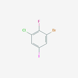 molecular formula C6H2BrClFI B13662052 1-Bromo-3-chloro-2-fluoro-5-iodobenzene 