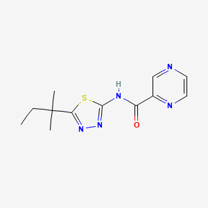 molecular formula C12H15N5OS B1366214 N-[5-(2-methylbutan-2-yl)-1,3,4-thiadiazol-2-yl]pyrazine-2-carboxamide 