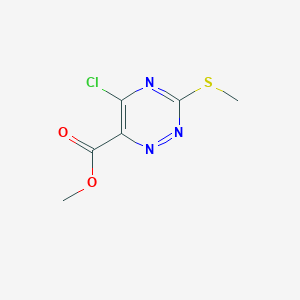 molecular formula C6H6ClN3O2S B13662239 Methyl 5-chloro-3-(methylthio)-1,2,4-triazine-6-carboxylate 