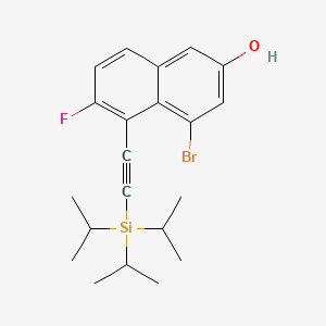 molecular formula C21H26BrFOSi B13662274 4-Bromo-6-fluoro-5-[(triisopropylsilyl)ethynyl]naphthalen-2-ol 